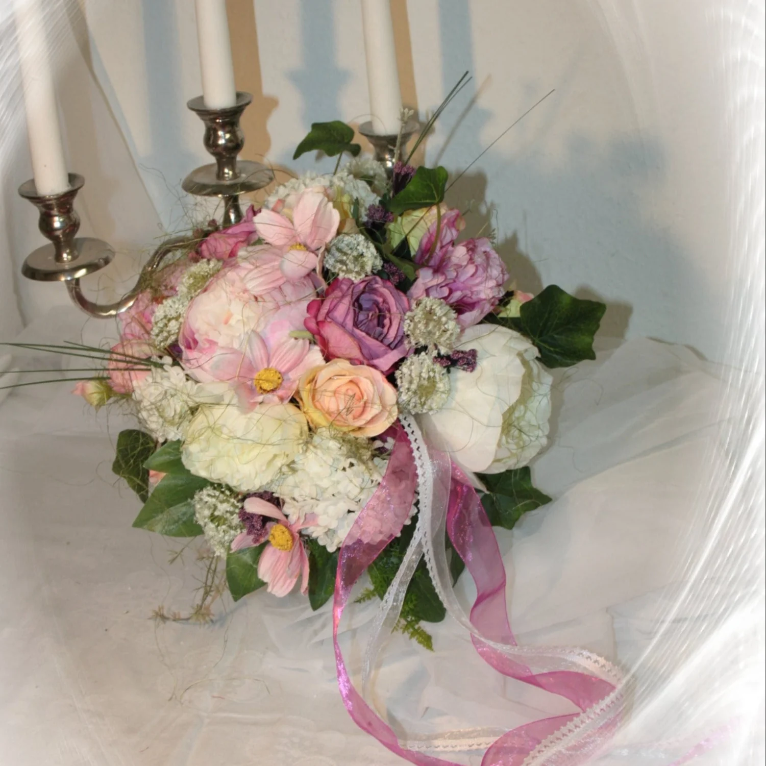 1002 Brautstrauß Pfingstrosen Sommer rosa - Image 3