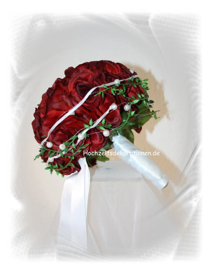 1024 kleine Rosenkugel mit Satinband Bordeauxrot - Image 2