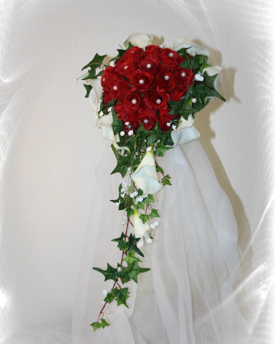 1030 Herzstrauss mit Callas rot weiss - Image 2