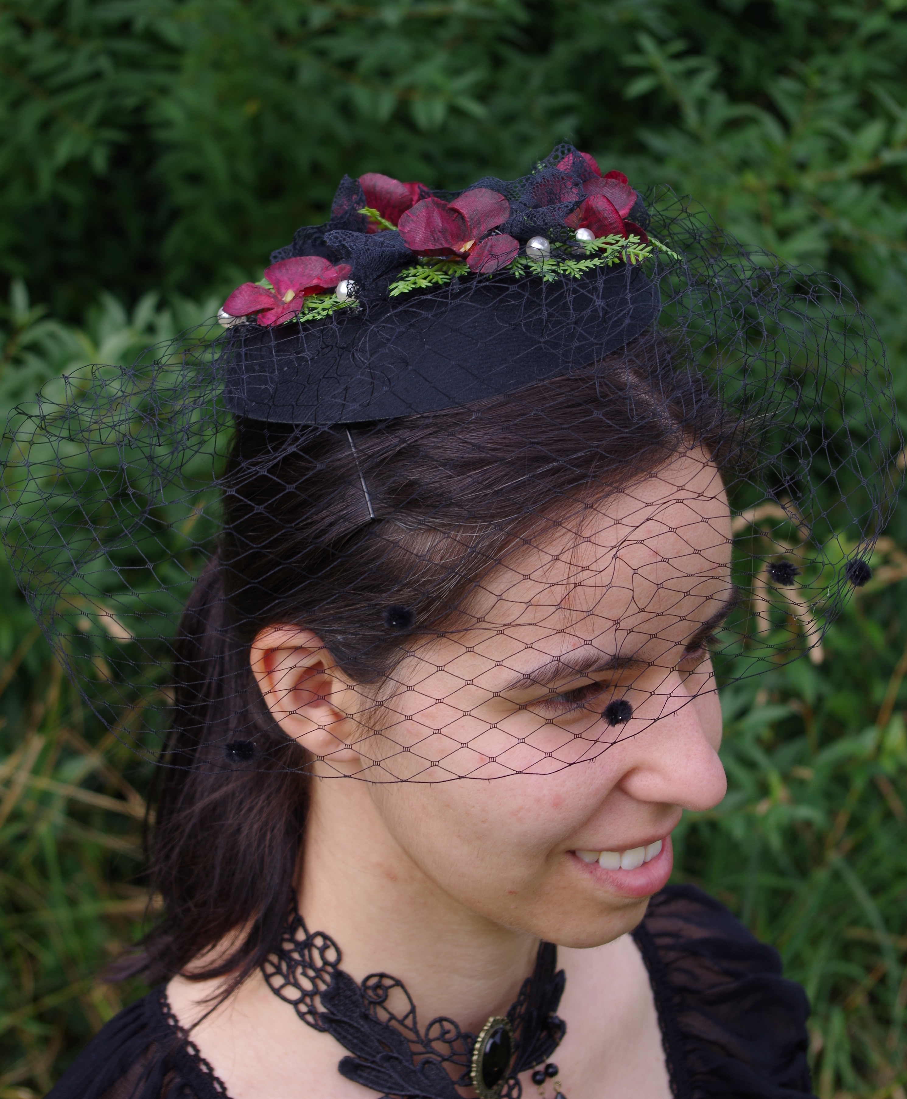 4016 Haarschmuck Gotic Fascinator schwarz - Image 5