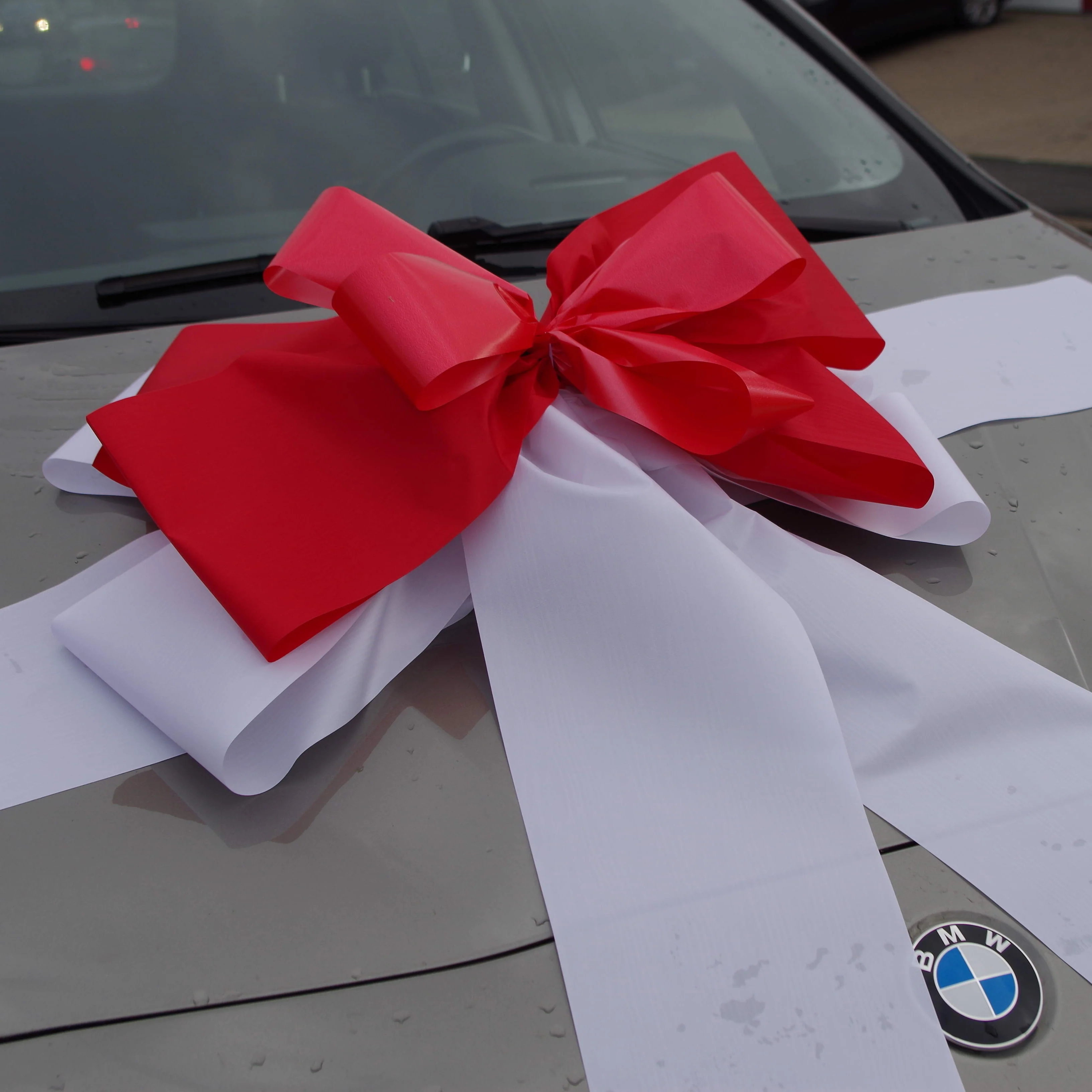 9012 Schleife XXL Geschenk für Auto weiß-rot