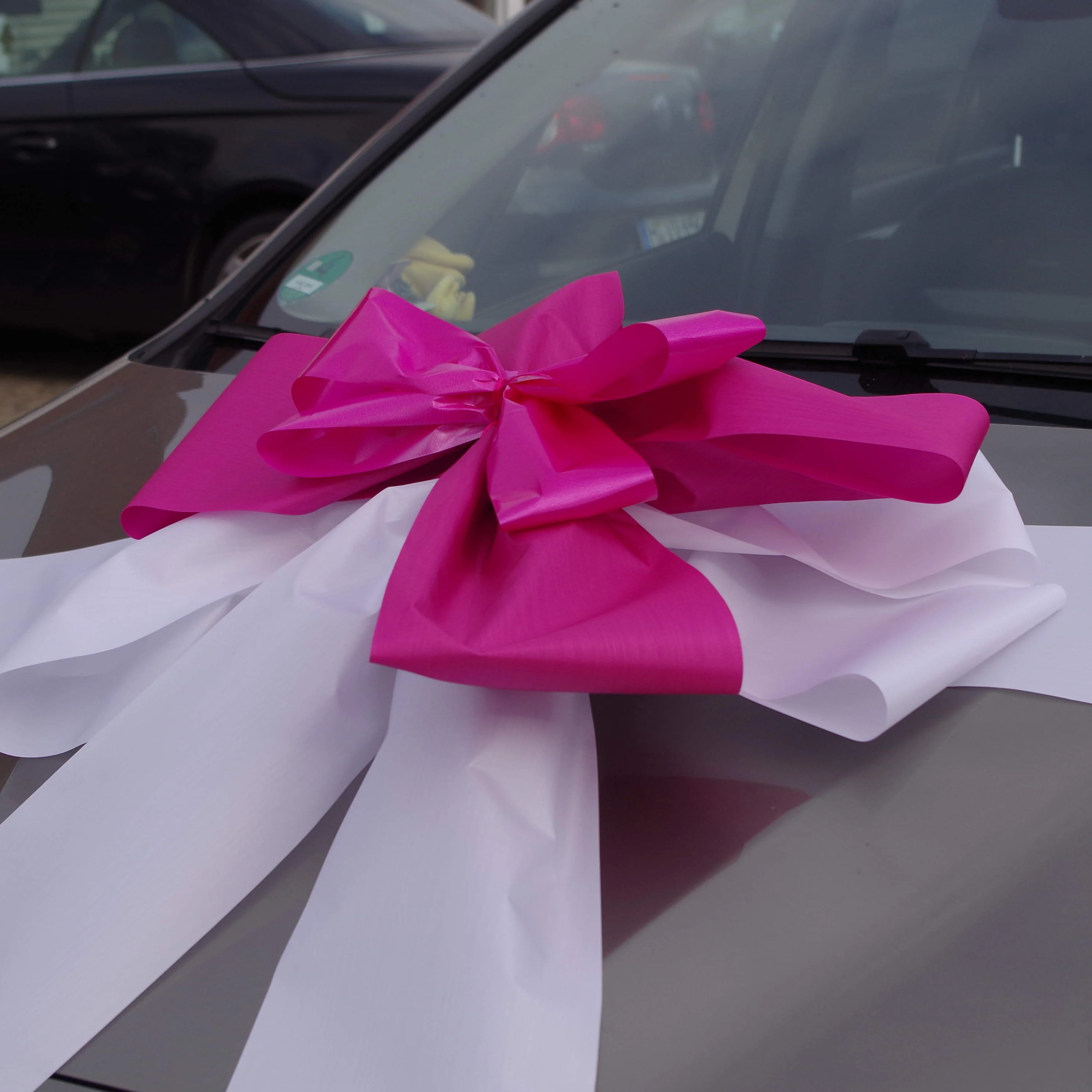 9013 Schleife XXL Geschenk für Auto weiß-pink