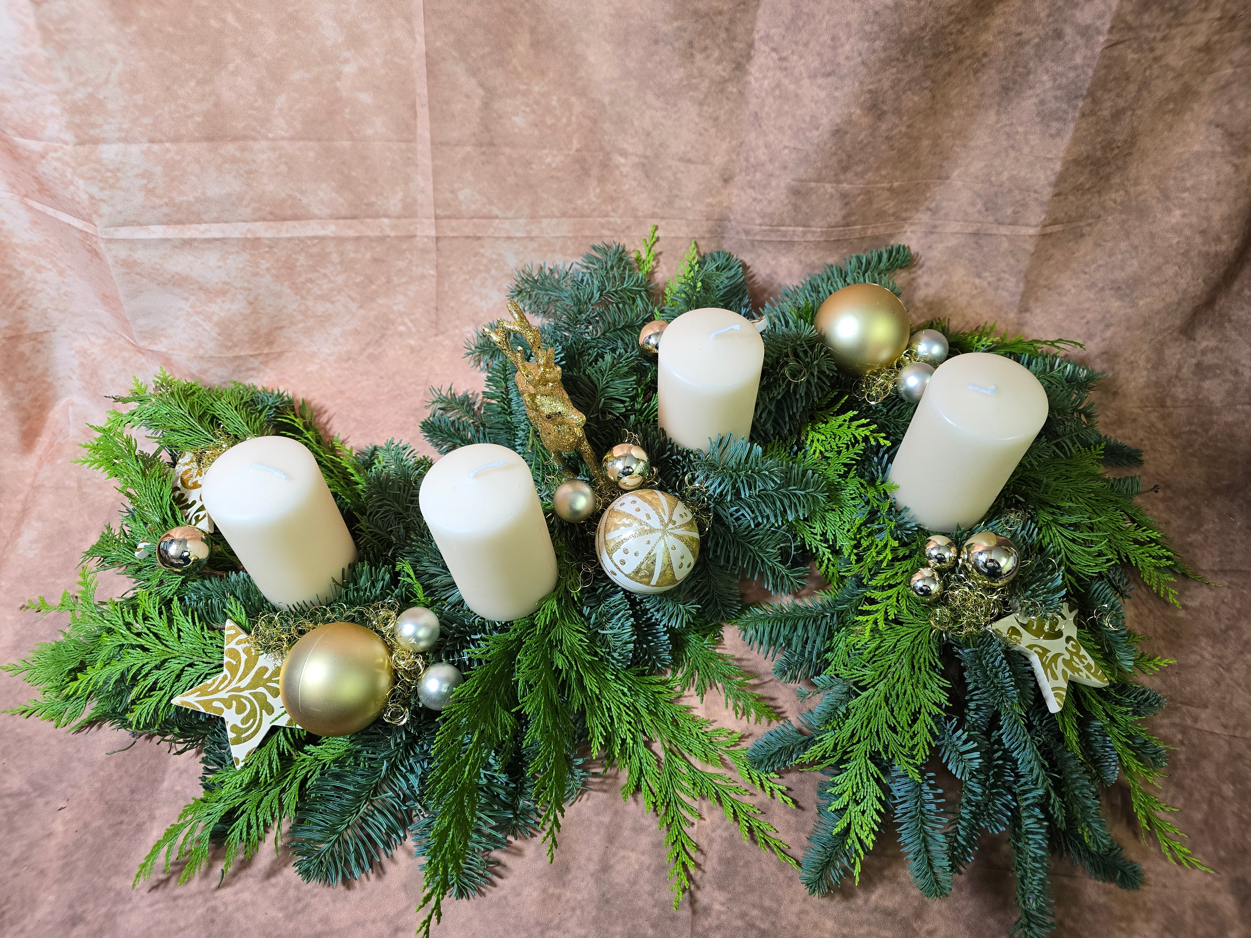 8002Adventkranz in S Form schön lang edel creme gold - Image 3
