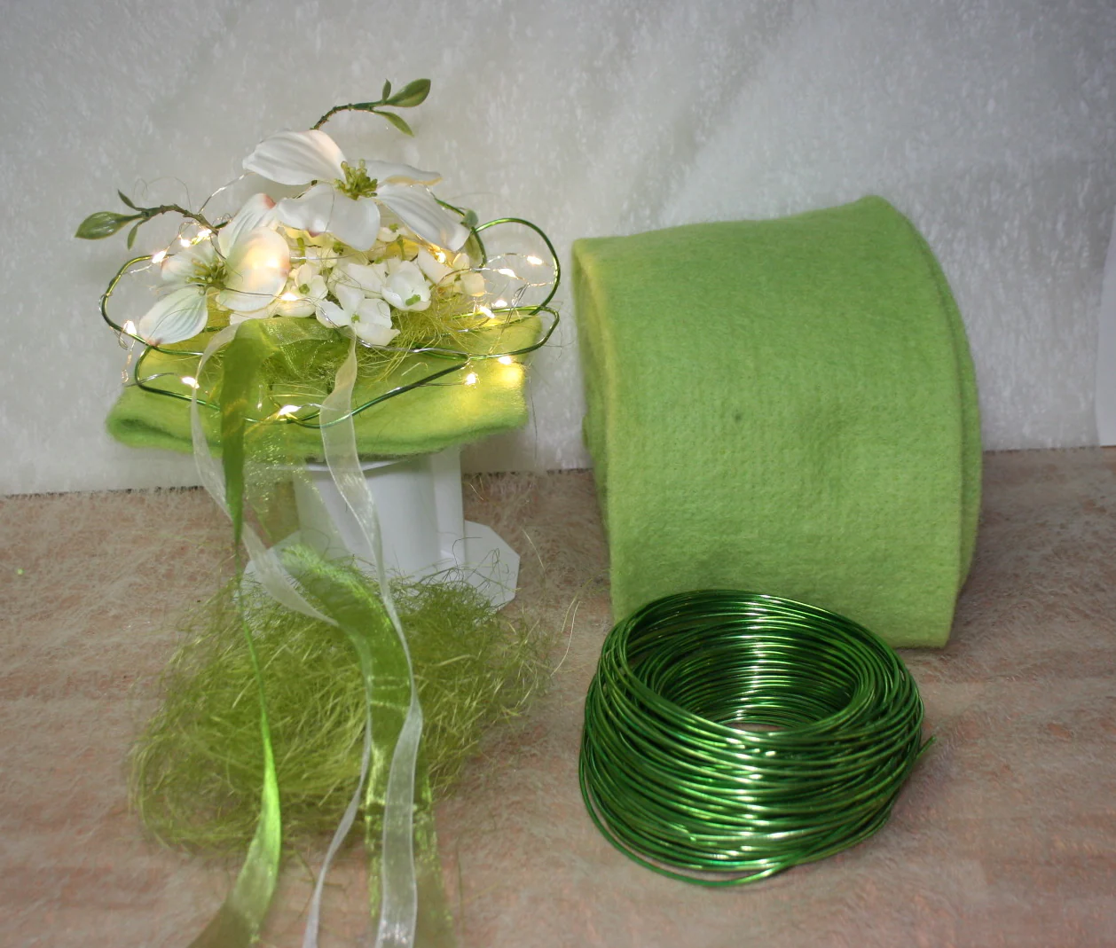 Aludraht meterweise, Sisalwatte und Filzband Bastelpaket - Image 3