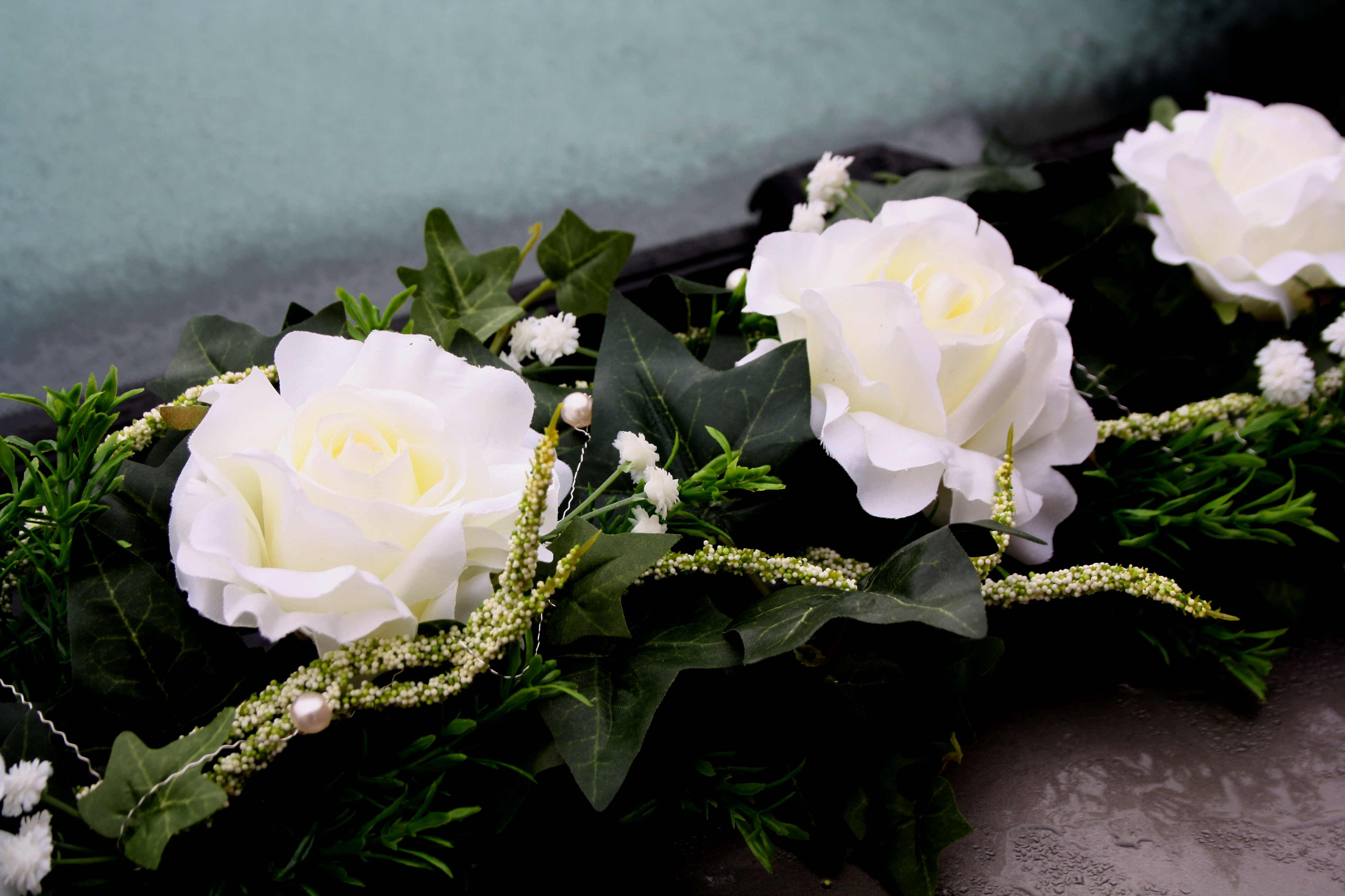 Autogirlande zur Hochzeit Rosen mit Amaranthus - Image 3