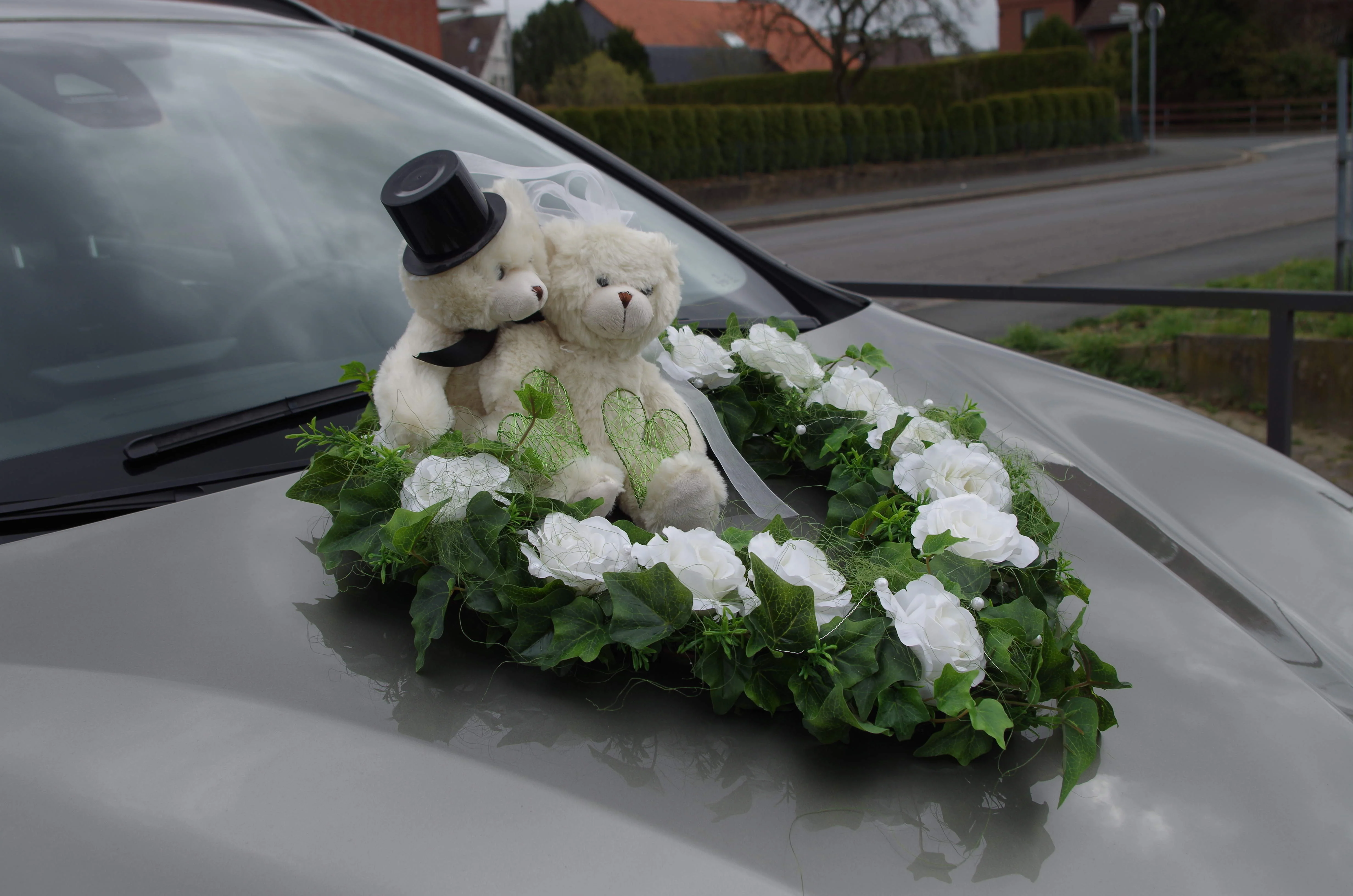 Brautauto Deko: offenes Autoherz, Thema Bärenhochzeit, verschiedene Farben - Image 2