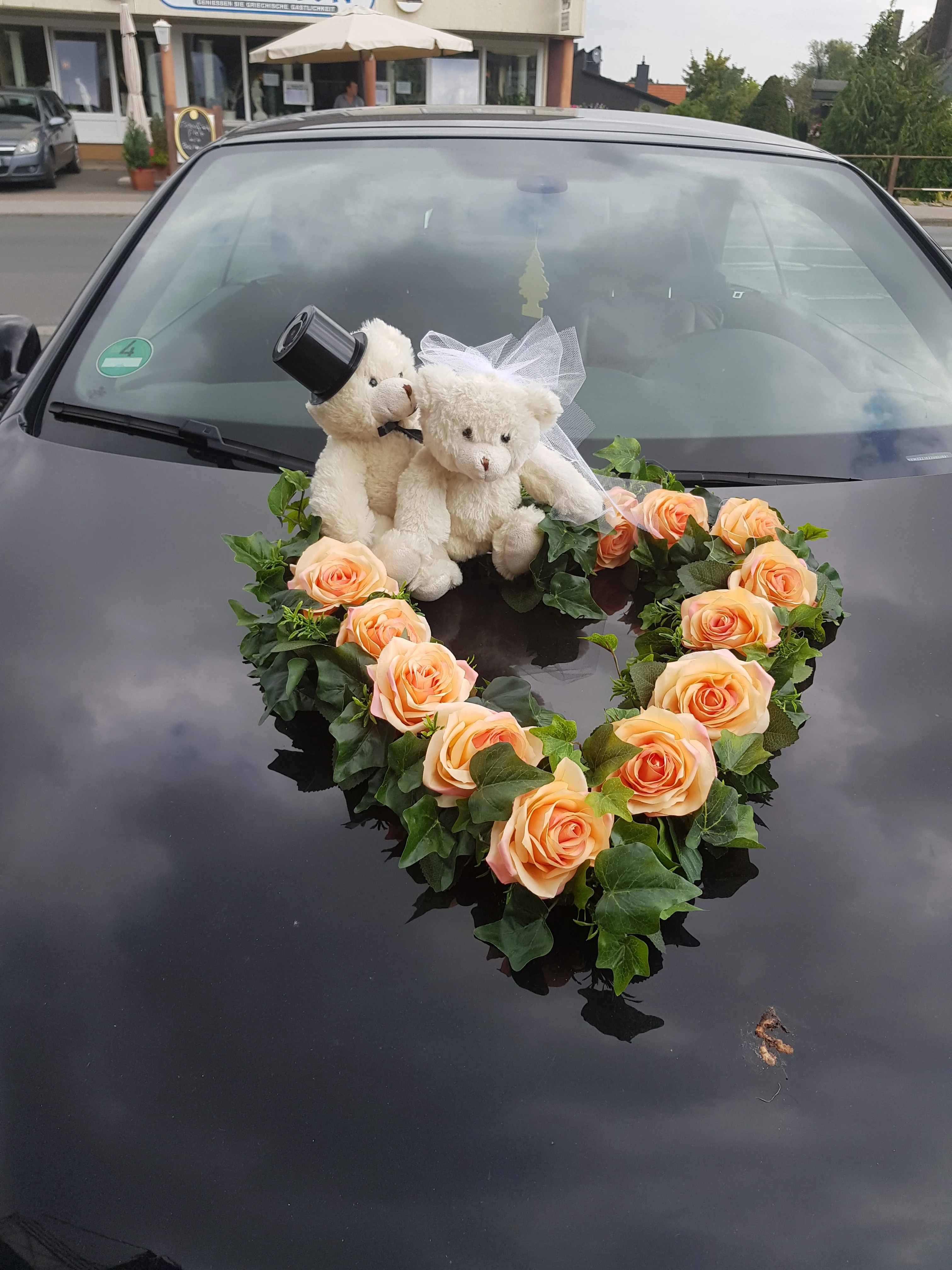 Brautauto Deko: offenes Autoherz, Thema Bärenhochzeit, verschiedene Farben - Image 3