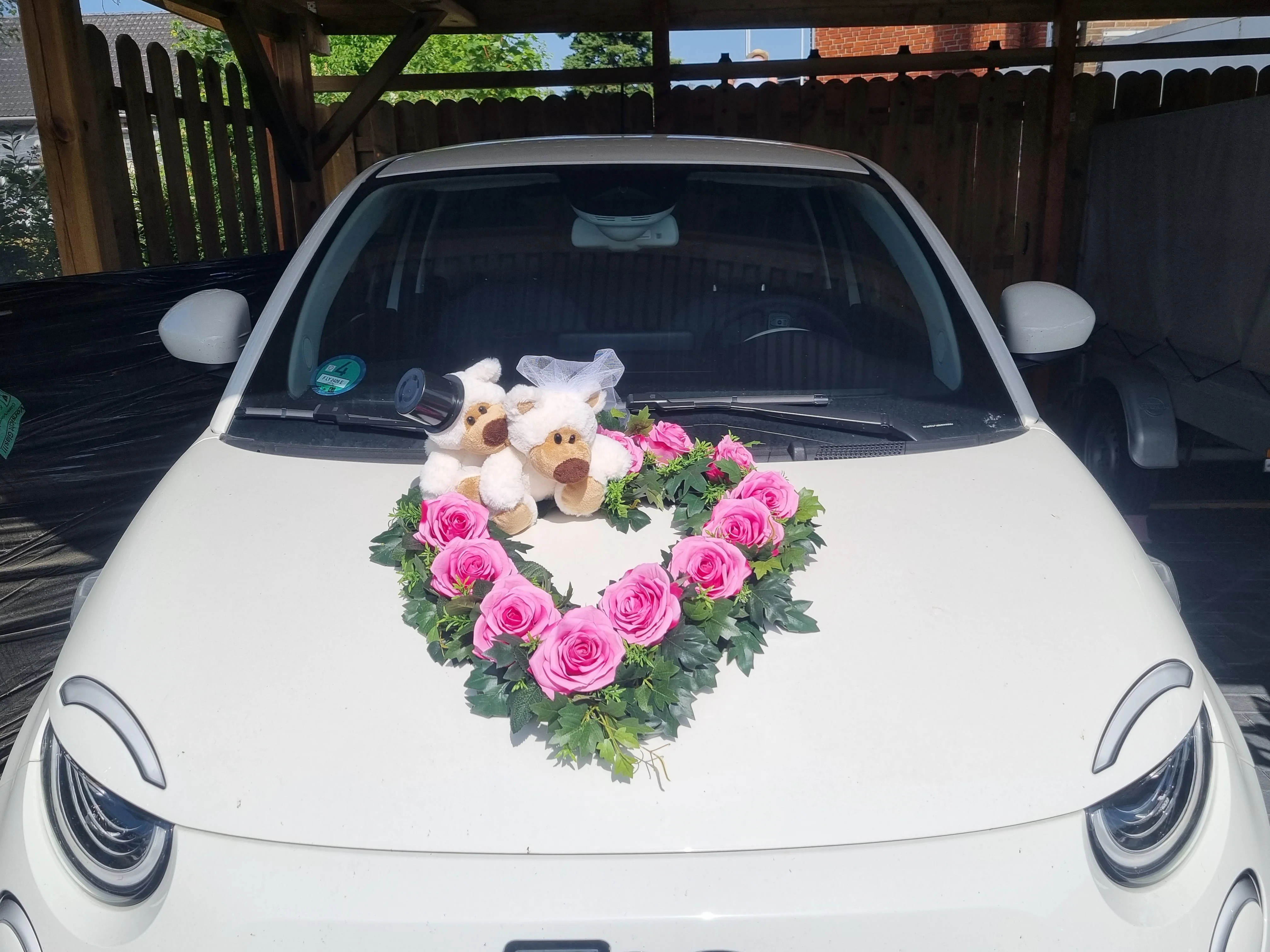 Brautauto Deko: offenes Autoherz, Thema Bärenhochzeit, verschiedene Farben - Image 6
