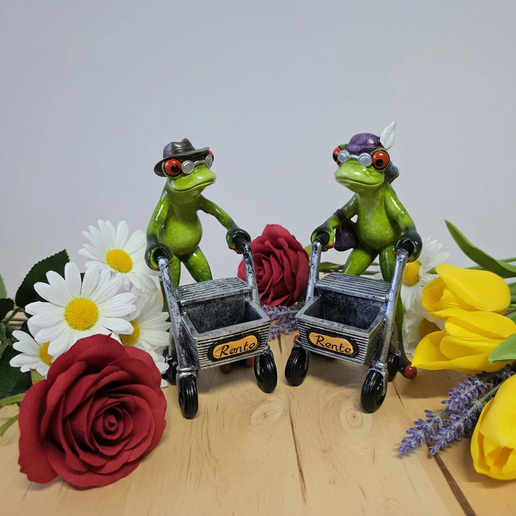 Rentner Frosch mit Rolator 16cm
