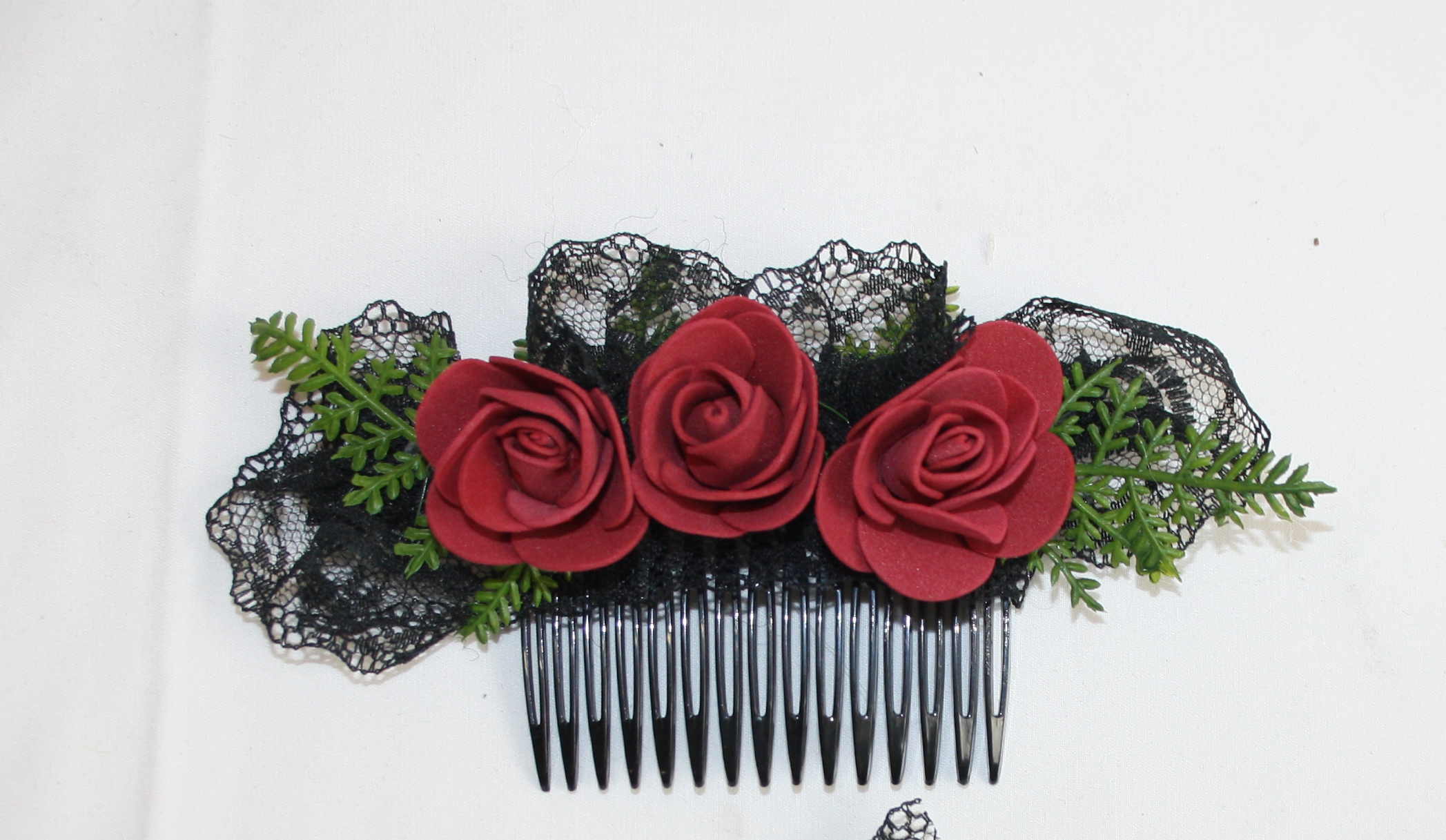 4017 Haarkamm Gothic Rosen bordeaux - Image 2