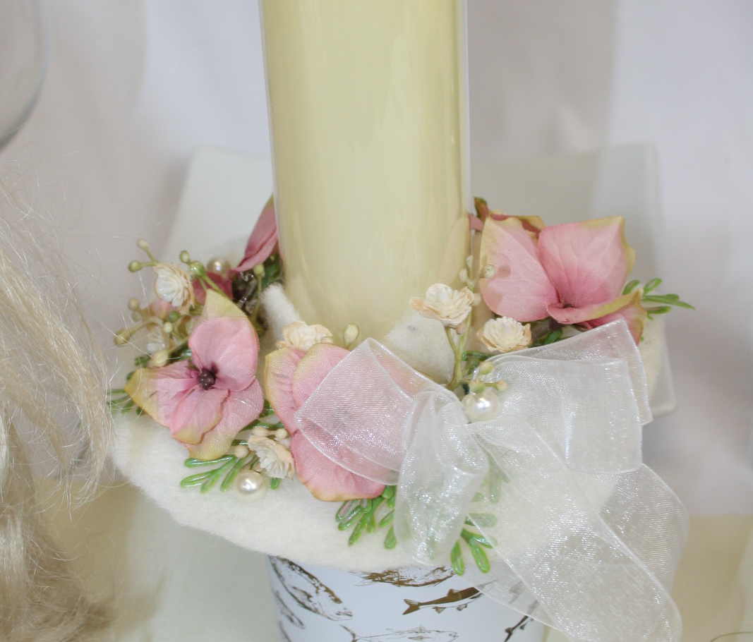 Kerzenring Tropfschutz Kerze rosa - Image 2