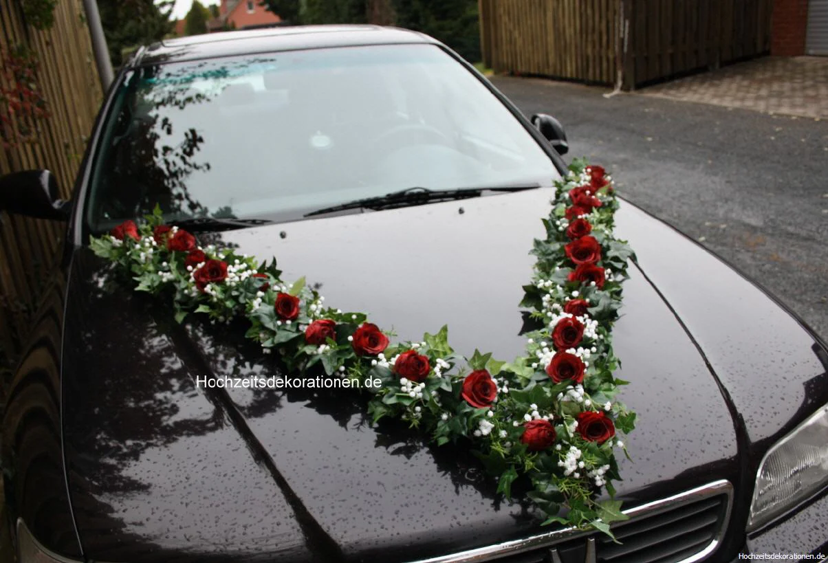 Autodeko zur Hochzeit: V-Girlande Streng (Rosen) - Image 2